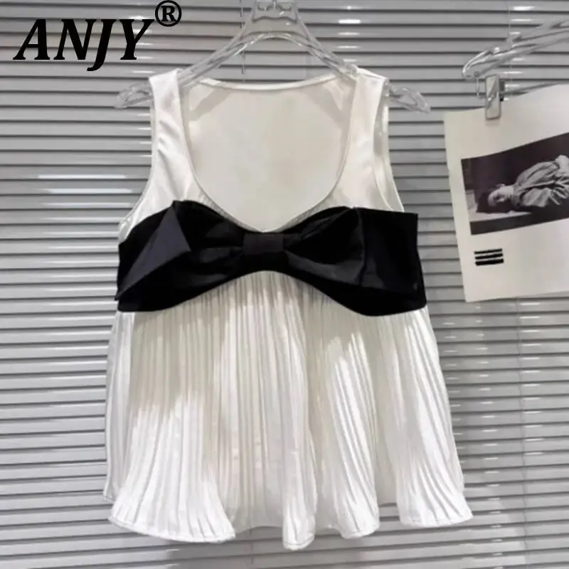 ANJY Summer New Women Sweet Fashion Three-Dimensional Bow Contrast Color Pleated Camisole Elegant Stylish Trendy Tank Top A23414
ANJY Summer New Women Sweet Fashion Three-Dimensional Bow Contrast Color Pleated Camisole Elegant Stylish Trendy Tank Top A23414