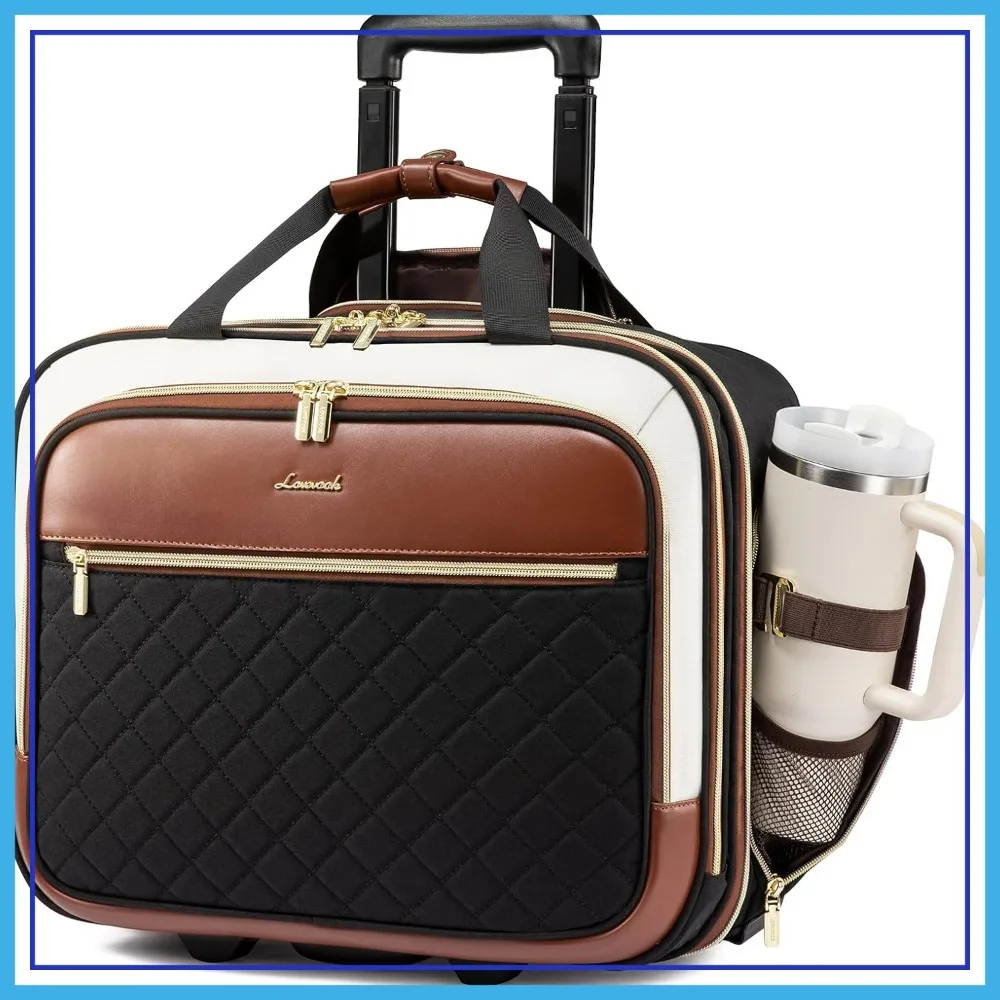 17.3 Inch Rolling Laptop Bag with Wheels, Soft Sided Underseat Carry On Luggage for Work Travel Business, Black Brown Beige
17.3 Inch Rolling Laptop Bag with Wheels, Soft Sided Underseat Carry On Luggage for Work Travel Business, Black Brown Beige