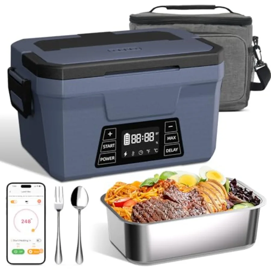 Cordless Electric Lunch Box for Adults, Stainless Steel Silver APP-Controlled Heated Lunch Box with 12H Timer, Battery Powered
Cordless Electric Lunch Box for Adults, Stainless Steel Silver APP-Controlled Heated Lunch Box with 12H Timer, Battery Powered