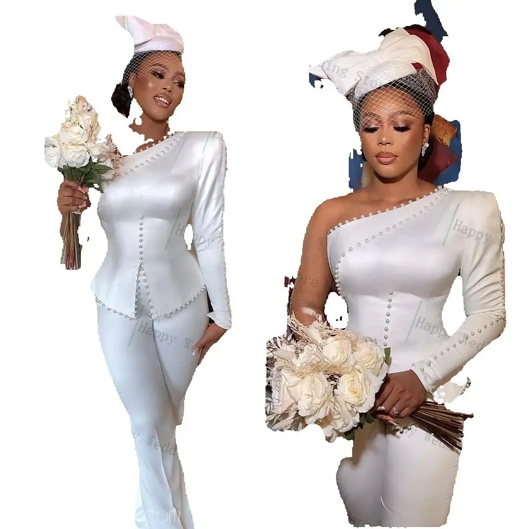 White Pearls Women Suit Set 2 Piece Blazer+Pants Trousers One Shoulder Cotton Formal Office Lady Jacket Customized Wedding Coat
White Pearls Women Suit Set 2 Piece Blazer+Pants Trousers One Shoulder Cotton Formal Office Lady Jacket Customized Wedding Coat