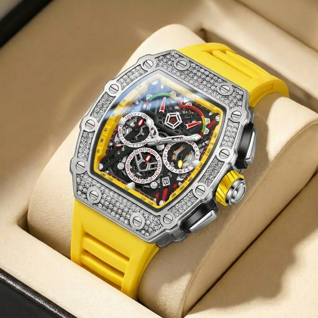 1pcs Men's gold dial silicone strap vintage fashion tonneau skeleton sporty details Mechanical Watch for business party holiday
1pcs Men's gold dial silicone strap vintage fashion tonneau skeleton sporty details Mechanical Watch for business party holiday