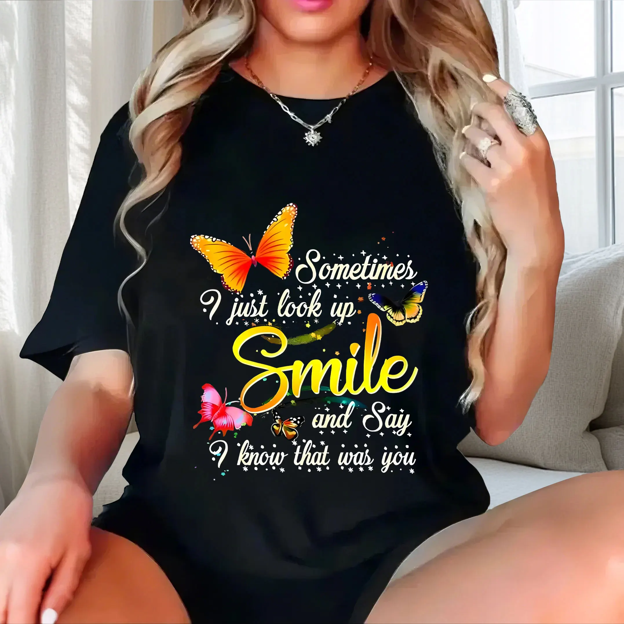 Festival parties exude a sense of sophistication plus size Ladies' casual short sleeved T-shirt black
Festival parties exude a sense of sophistication plus size Ladies' casual short sleeved T-shirt black