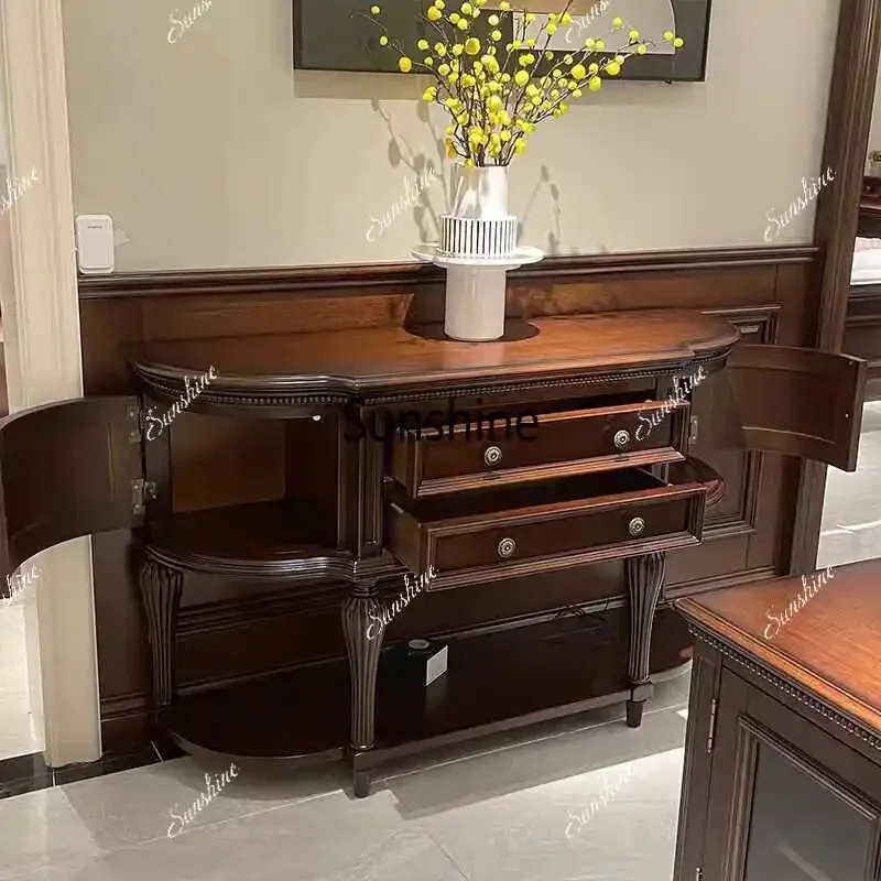 American rural solid wood retro entrance table simple living room semicircle, corridor decoration
American rural solid wood retro entrance table simple living room semicircle, corridor decoration
