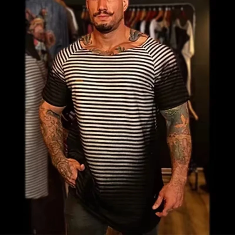 New men's clothing style for summer . Striped, casual, round-neck, short-sleeved, form-fitting pullover for men fortnite
New men's clothing style for summer . Striped, casual, round-neck, short-sleeved, form-fitting pullover for men fortnite