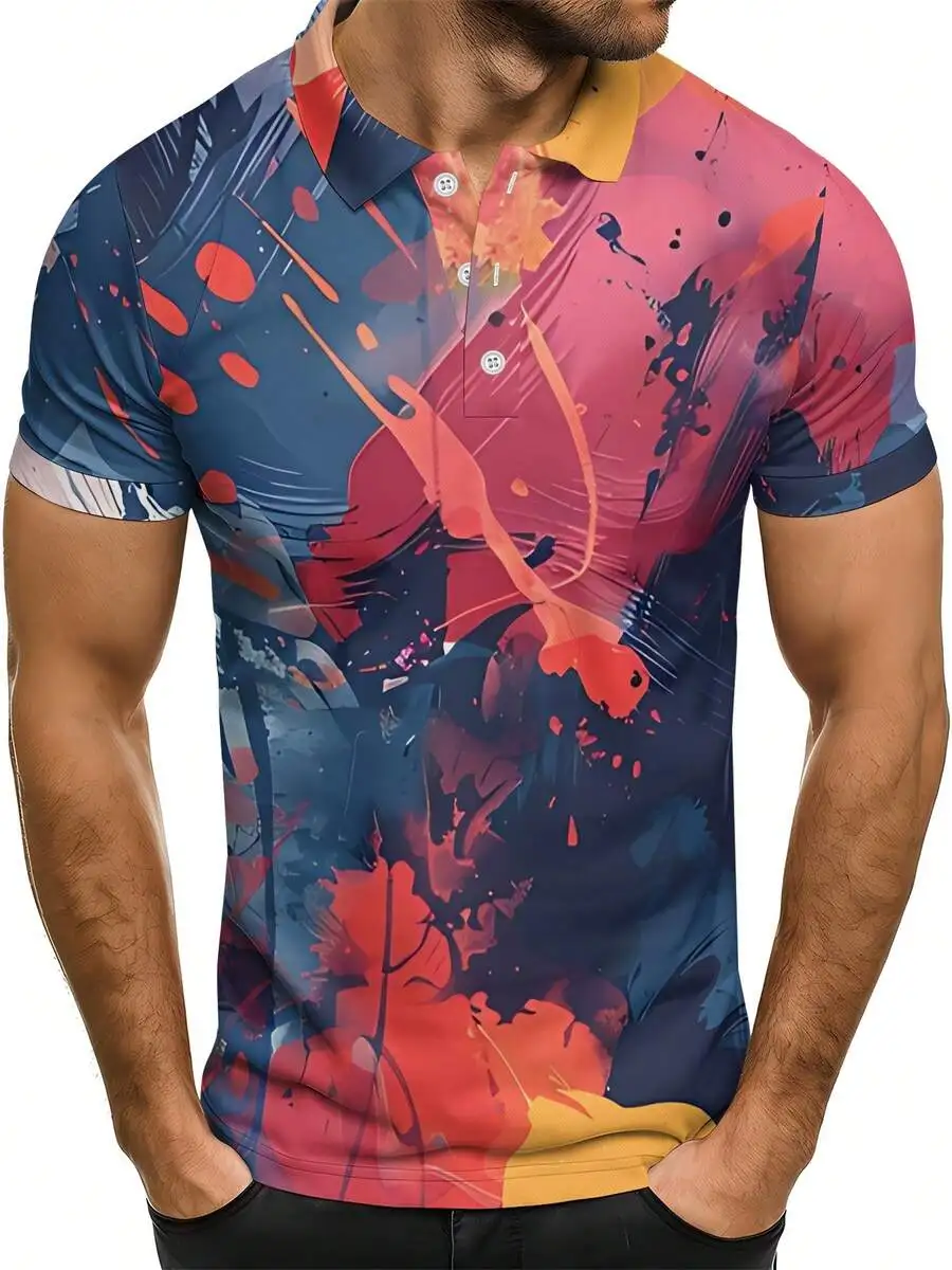 Mens 3-Button Sport Shirt Colorful Abstract Ink Splash Print Blue Red Orange Quick-Dry Slim Fit Casual Vacation Top
Mens 3-Button Sport Shirt Colorful Abstract Ink Splash Print Blue Red Orange Quick-Dry Slim Fit Casual Vacation Top