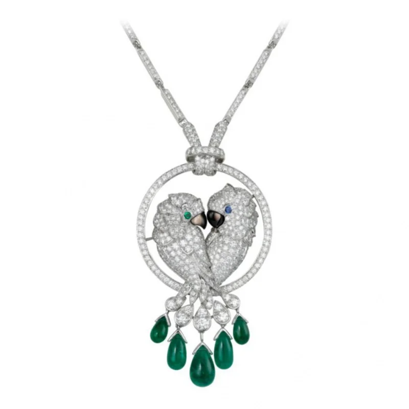 Pendant Chain 925 Sterling Silver Gold-Plated Necklace with High-Carbon Diamonds Muzo Green Parrot High-End Jewelry Party
Pendant Chain 925 Sterling Silver Gold-Plated Necklace with High-Carbon Diamonds Muzo Green Parrot High-End Jewelry Party