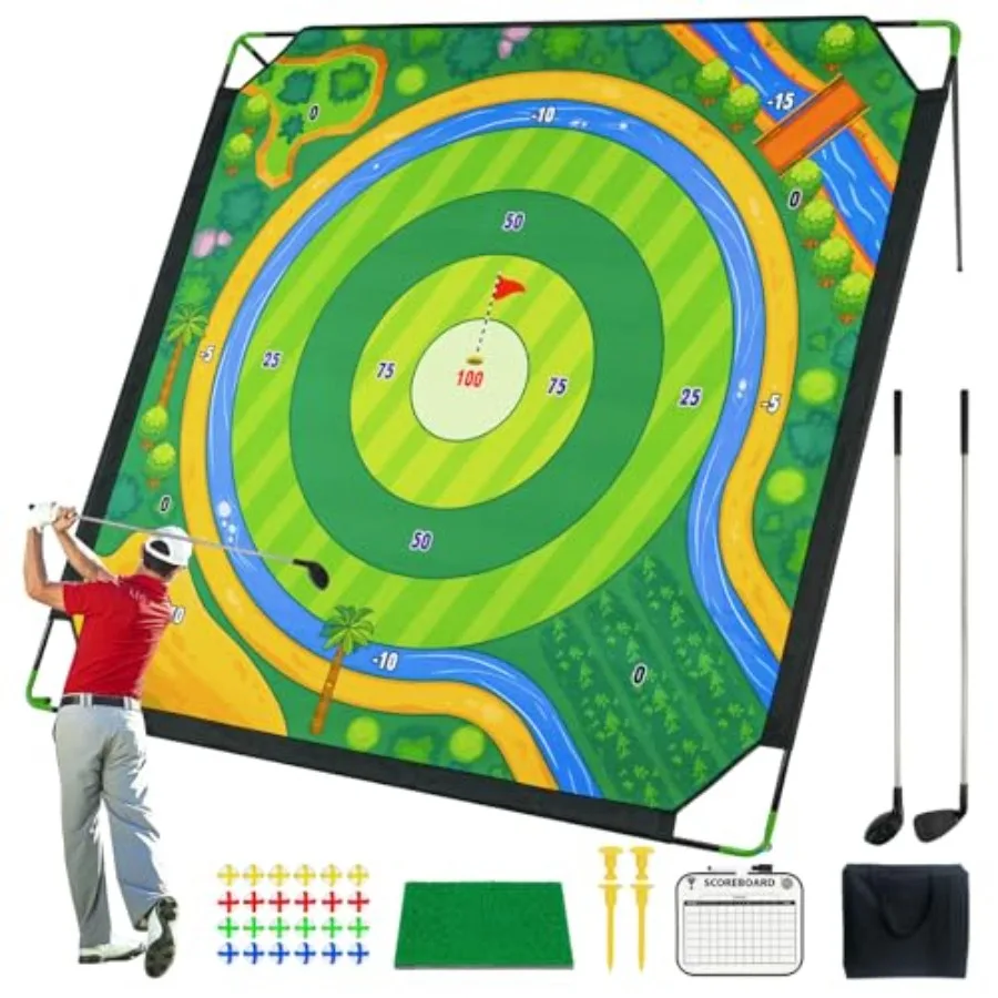 Golf Chipping Game Set with 2 Clubs Large 71x71 inches Chipping Mat Target, 24 Sticky Balls, Hitting Mat and Scoreboard Portabl
Golf Chipping Game Set with 2 Clubs Large 71x71 inches Chipping Mat Target, 24 Sticky Balls, Hitting Mat and Scoreboard Portabl