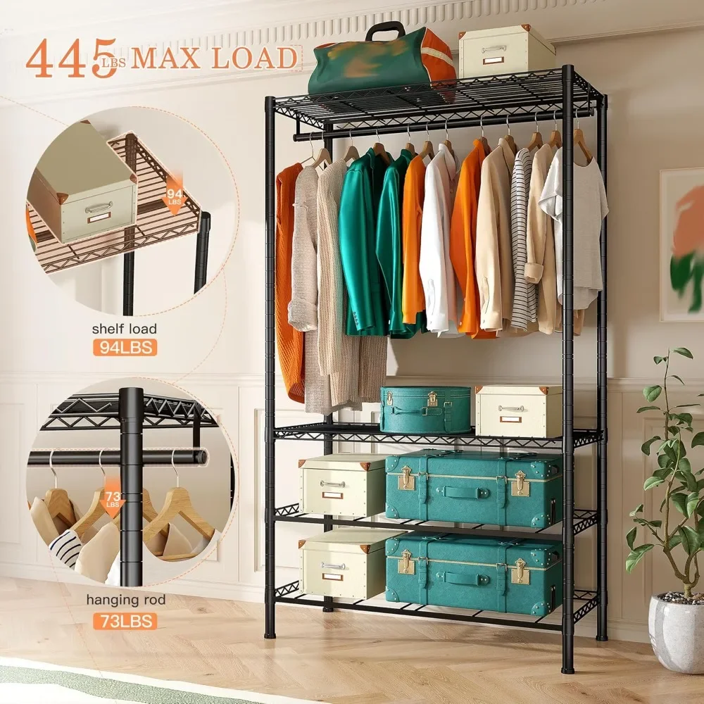 Heavy-duty clothes hanger for hanging clothes,Wardrobe with 4 drawers and shelves, portable closet, sturdy and durable
Heavy-duty clothes hanger for hanging clothes,Wardrobe with 4 drawers and shelves, portable closet, sturdy and durable