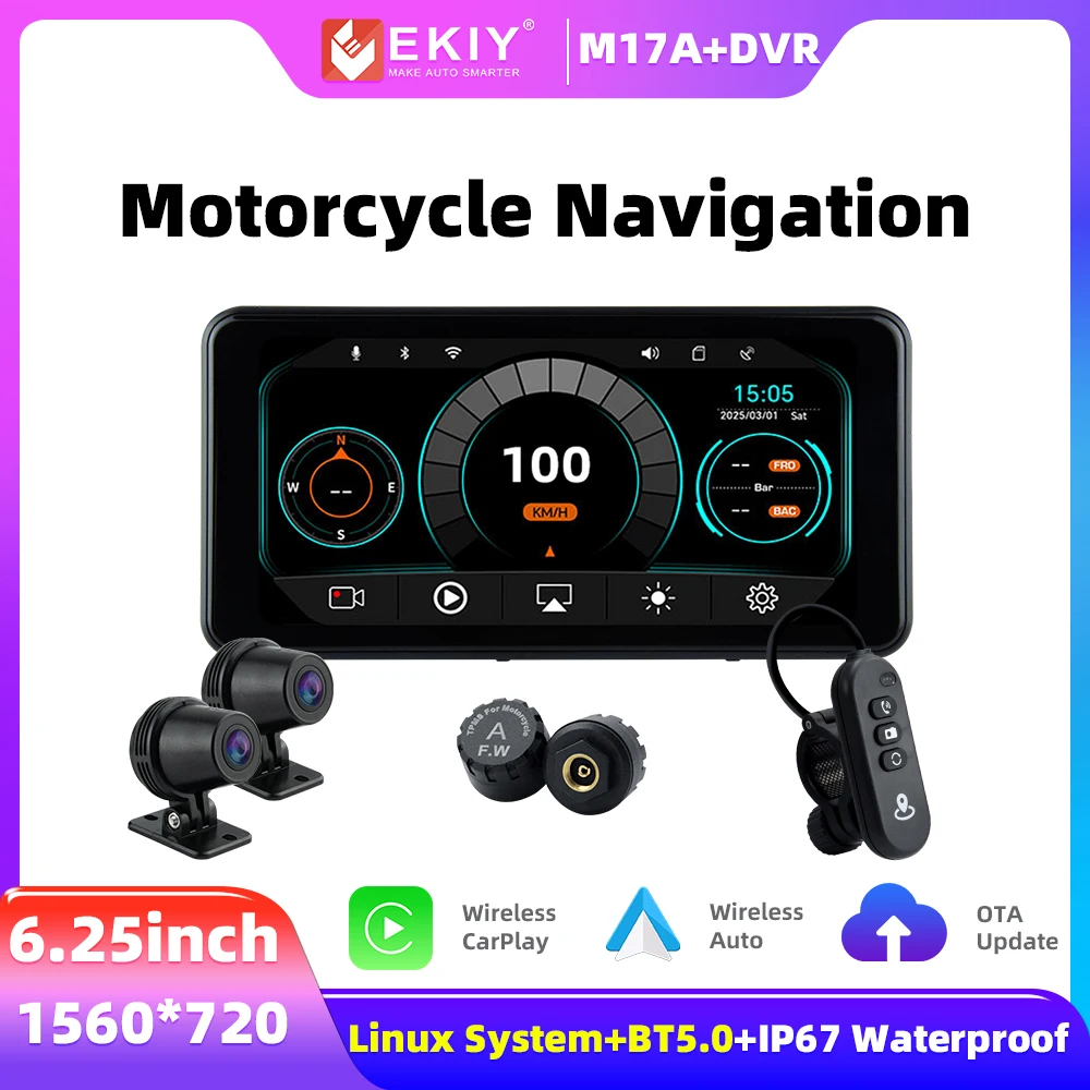 Мотоциклетный навигатор EKIY M17A 6.25 с беспроводным CarPlay, TPMS, DVR и беспроводным Android Auto
Мотоциклетный навигатор EKIY M17A 6.25 с беспроводным CarPlay, TPMS, DVR и беспроводным Android Auto
