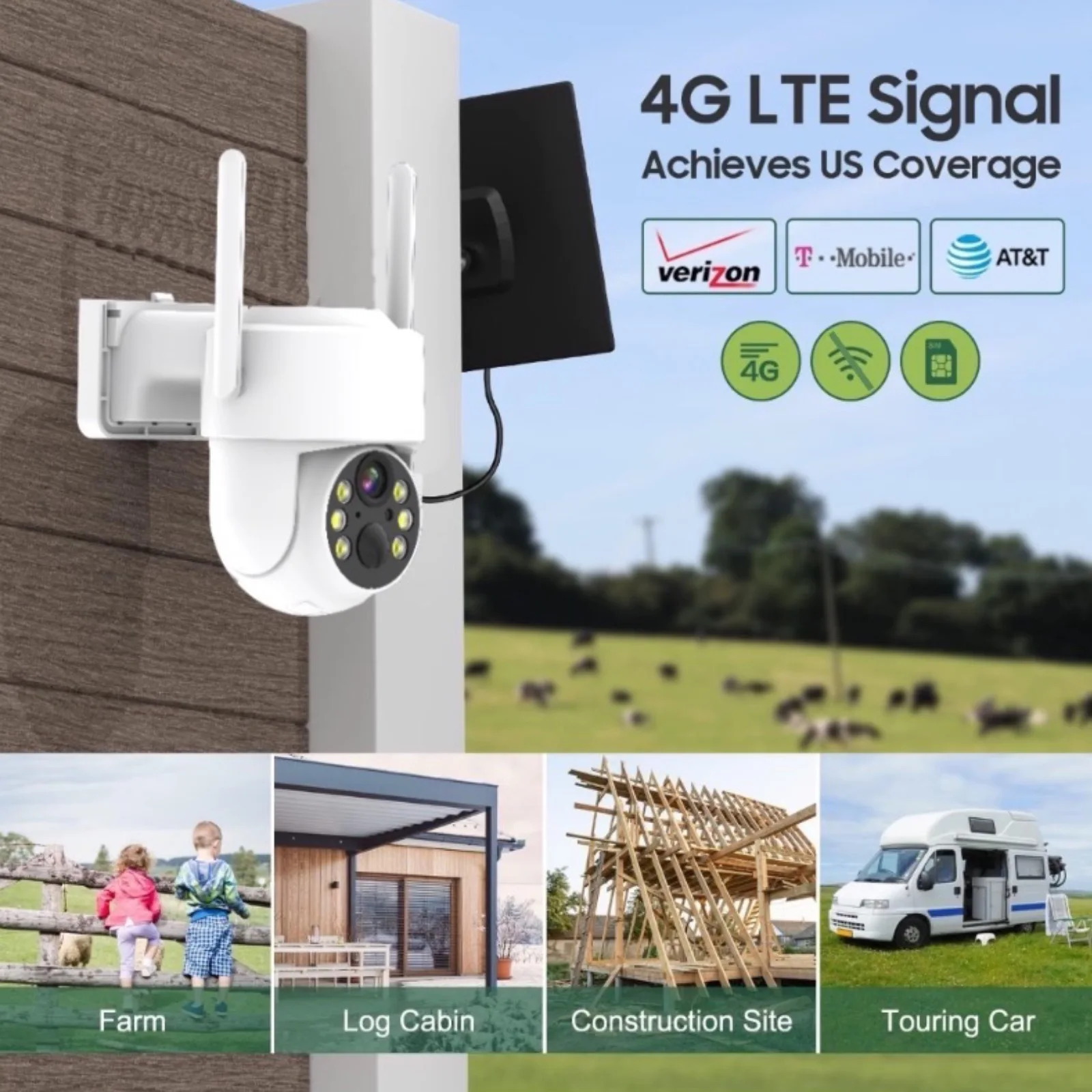 4G LTE Cellular Security Camera For Achieves US Coverage 2K Outdoor Wireless Cameras Solar Powered Battery Cameras 355°PTZ
4G LTE Cellular Security Camera For Achieves US Coverage 2K Outdoor Wireless Cameras Solar Powered Battery Cameras 355°PTZ