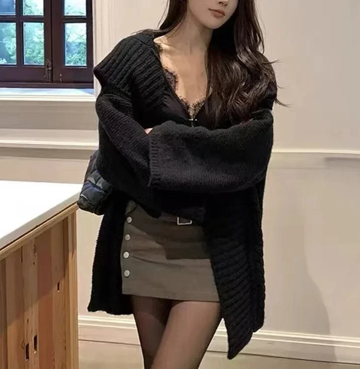 Lazy Style Mid-Length Knitted Sweater Jacket Women's Autumn Winter Loose Outerwear Cardigan New
Lazy Style Mid-Length Knitted Sweater Jacket Women's Autumn Winter Loose Outerwear Cardigan New