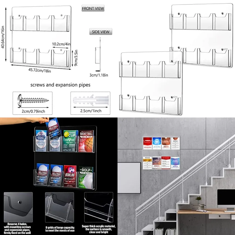 2 Pack Acrylic Brochure Pamphlet Holder Wall Mount Clear Brochure Display Holder Plastic Trifold Flyer Rack Literature Storage
2 Pack Acrylic Brochure Pamphlet Holder Wall Mount Clear Brochure Display Holder Plastic Trifold Flyer Rack Literature Storage
