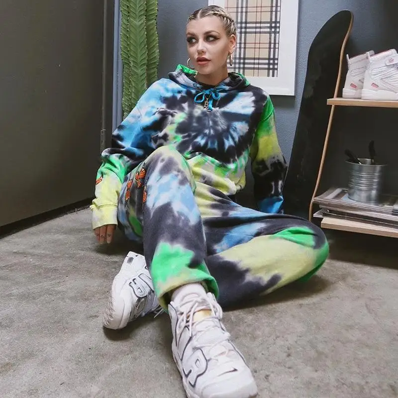 Fashion Tie Dye Two Piece Set Butterfly Printing Pant Suit Fashion Hooded Tracksuit Women Loose Long Sleeve Streetwear
Fashion Tie Dye Two Piece Set Butterfly Printing Pant Suit Fashion Hooded Tracksuit Women Loose Long Sleeve Streetwear