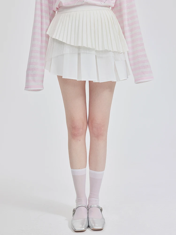 OoofYang High Waist Pleated Skirt White Asymmetrical Design Slimming Effect Summer Fashion Ladies' Polyester Blend Skirt
OoofYang High Waist Pleated Skirt White Asymmetrical Design Slimming Effect Summer Fashion Ladies' Polyester Blend Skirt