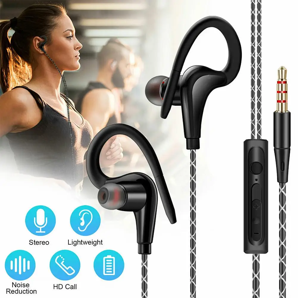 S760 Sports Earbuds Wired with Microphone 3.5mm Over Sweatproof Headphones Black Wrap Ear Earphones Running Ear Around Hook T4W0
S760 Sports Earbuds Wired with Microphone 3.5mm Over Sweatproof Headphones Black Wrap Ear Earphones Running Ear Around Hook T4W0