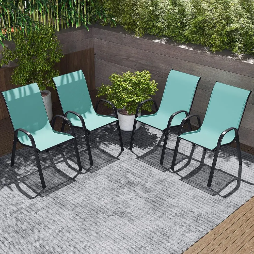 Set of 4 Stackable Patio Chairs, All Weather Resistant, Breathable amp QuickDry Fabric, 330 LBS Capacity, Outdoor Dining Chairs
Set of 4 Stackable Patio Chairs, All Weather Resistant, Breathable amp QuickDry Fabric, 330 LBS Capacity, Outdoor Dining Chairs
