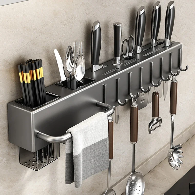Light Luxury Stainless Steel Storage Rack Kitchen Knife Shelf Multi-function Wall Hanging Chopsticks Tube Organization
Light Luxury Stainless Steel Storage Rack Kitchen Knife Shelf Multi-function Wall Hanging Chopsticks Tube Organization