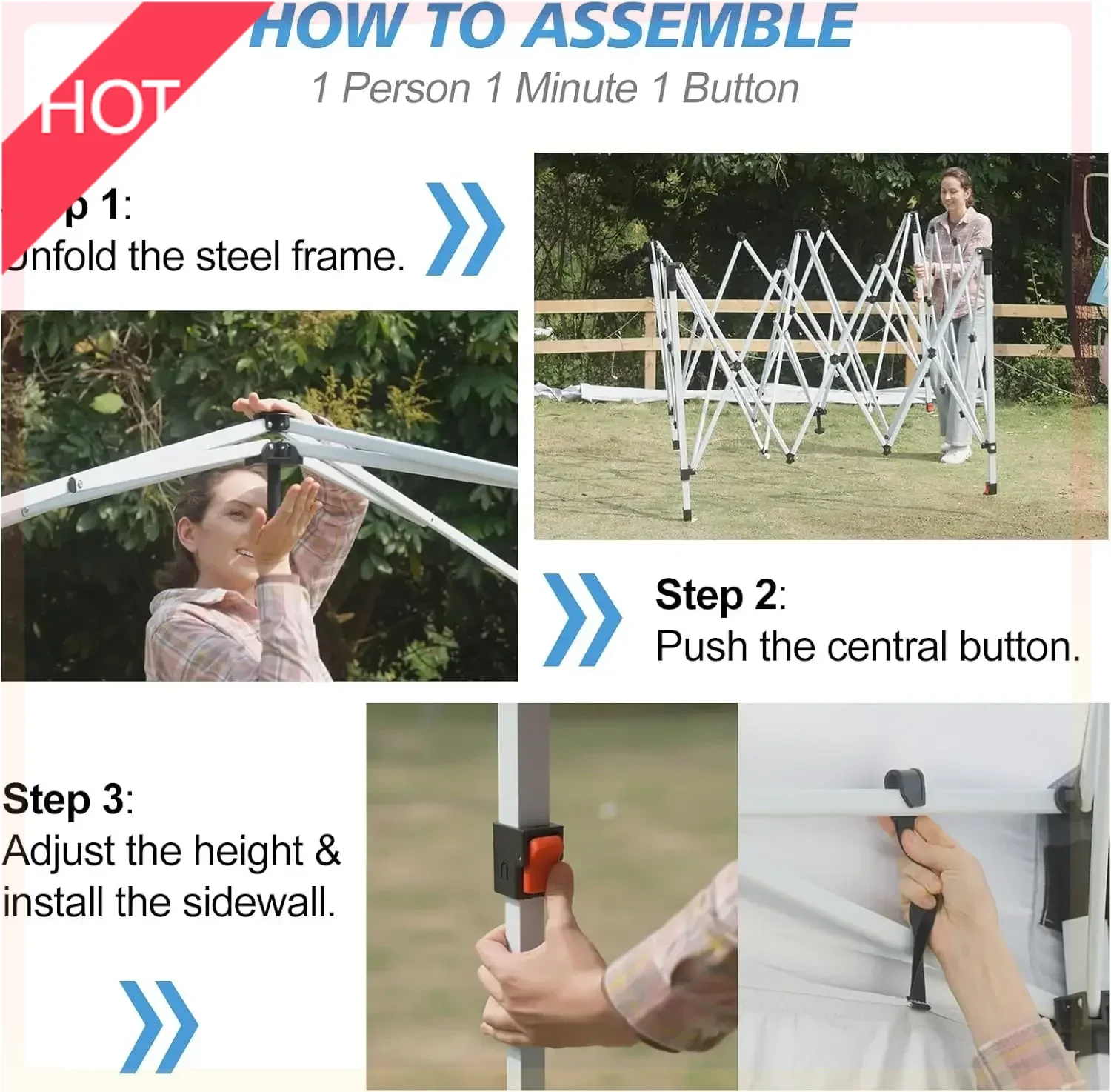 (XMSJ)10x10 Pop Up Canopy Tent,One-Button Push Setup,Pop Up Tent with 1 Sidewall and 6 Pockets,Adjustable HeightInstantPortableS
(XMSJ)10x10 Pop Up Canopy Tent,One-Button Push Setup,Pop Up Tent with 1 Sidewall and 6 Pockets,Adjustable HeightInstantPortableS