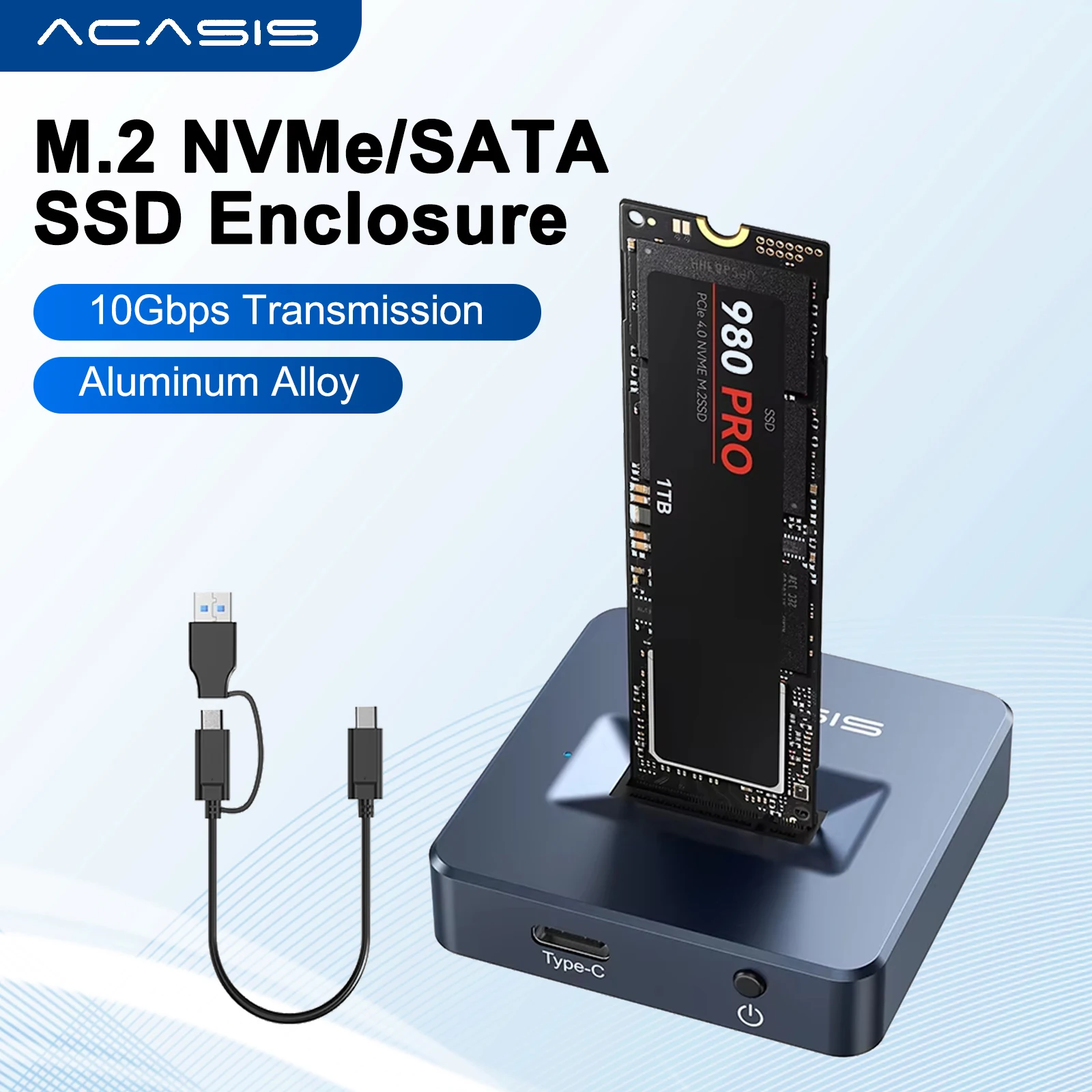 ACASIS M.2 SATA NVMe Enclosure 10Gbps Aluminium External SSD Case Type C USB 3.2 Gen 2 Hard Drive Disk box for Pc laptop Windows
ACASIS M.2 SATA NVMe Enclosure 10Gbps Aluminium External SSD Case Type C USB 3.2 Gen 2 Hard Drive Disk box for Pc laptop Windows