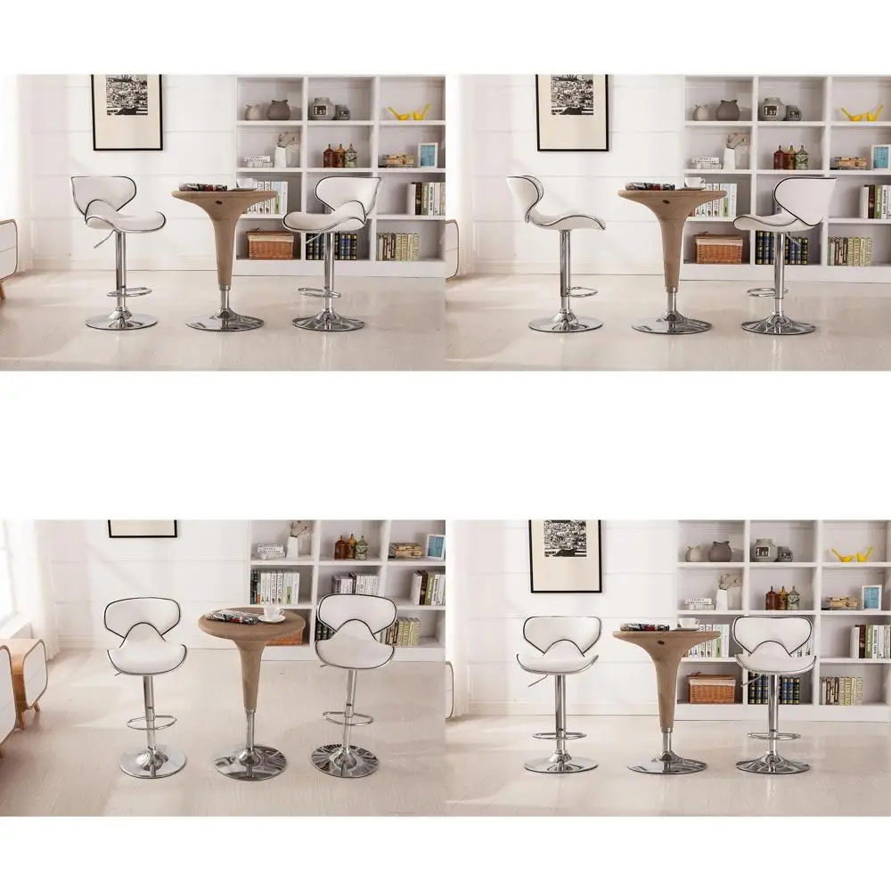 Белые мягкие барные стулья с поворотным механизмом и подъемным механизмом из искусственной кожи, с хромированным основанием, набор из 2 шт.
Белые мягкие барные стулья с поворотным механизмом и подъемным механизмом из искусственной кожи, с хромированным основанием, набор из 2 шт.