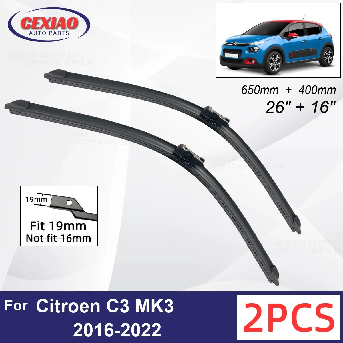 Автомобильный стеклоочиститель для Citroen C3 MK3 2016-2022, мягкие резиновые стеклоочистители для лобового стекла, автомобильные стеклоочистители 26 + 16 дюймов 650 мм + 400 мм
Автомобильный стеклоочиститель для Citroen C3 MK3 2016-2022, мягкие резиновые стеклоочистители для лобового стекла, автомобильные стеклоочистители 26 + 16 дюймов 650 мм + 400 мм