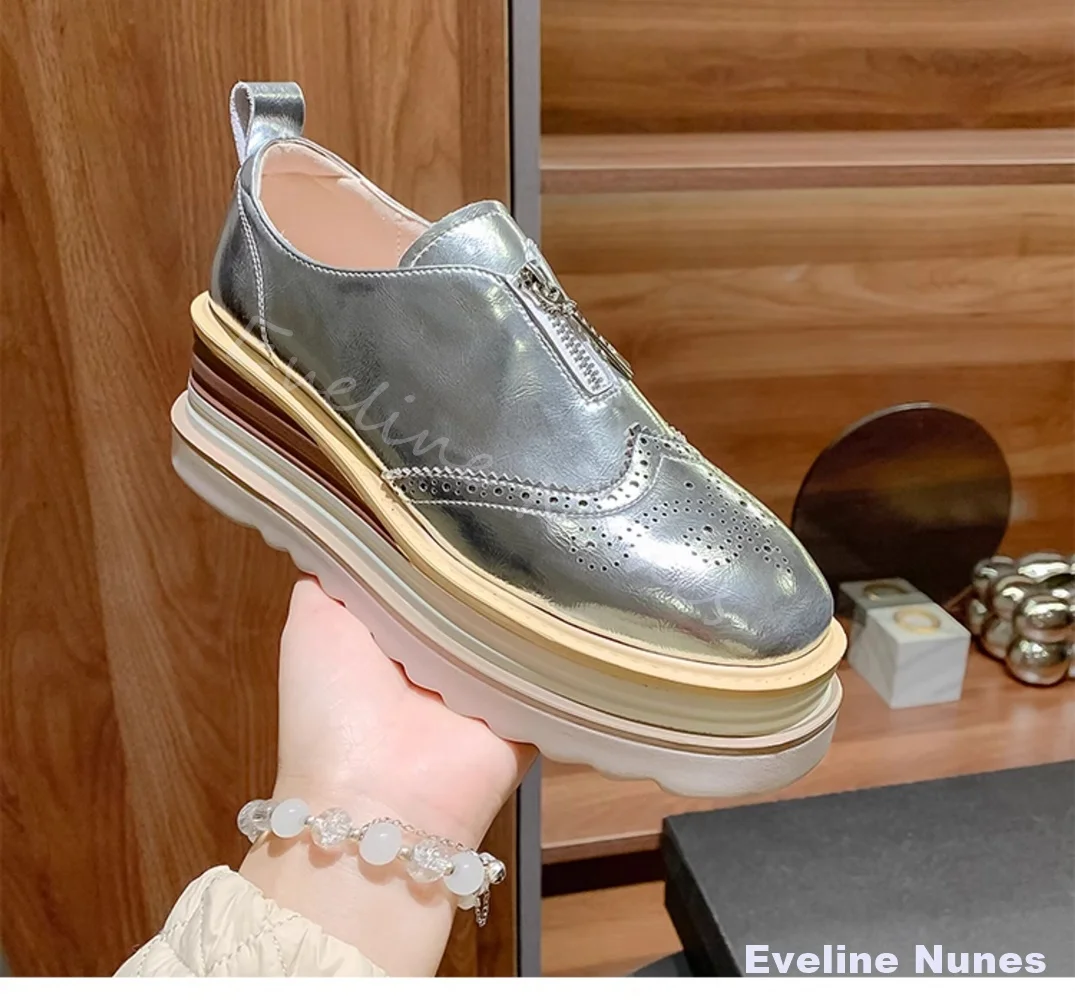 Silver Genuine Leather Platform Shoes Women 2026 New British Style Gold Wedge Heel Platform Leather Shoes Fashion Versatile Shoe
Silver Genuine Leather Platform Shoes Women 2026 New British Style Gold Wedge Heel Platform Leather Shoes Fashion Versatile Shoe