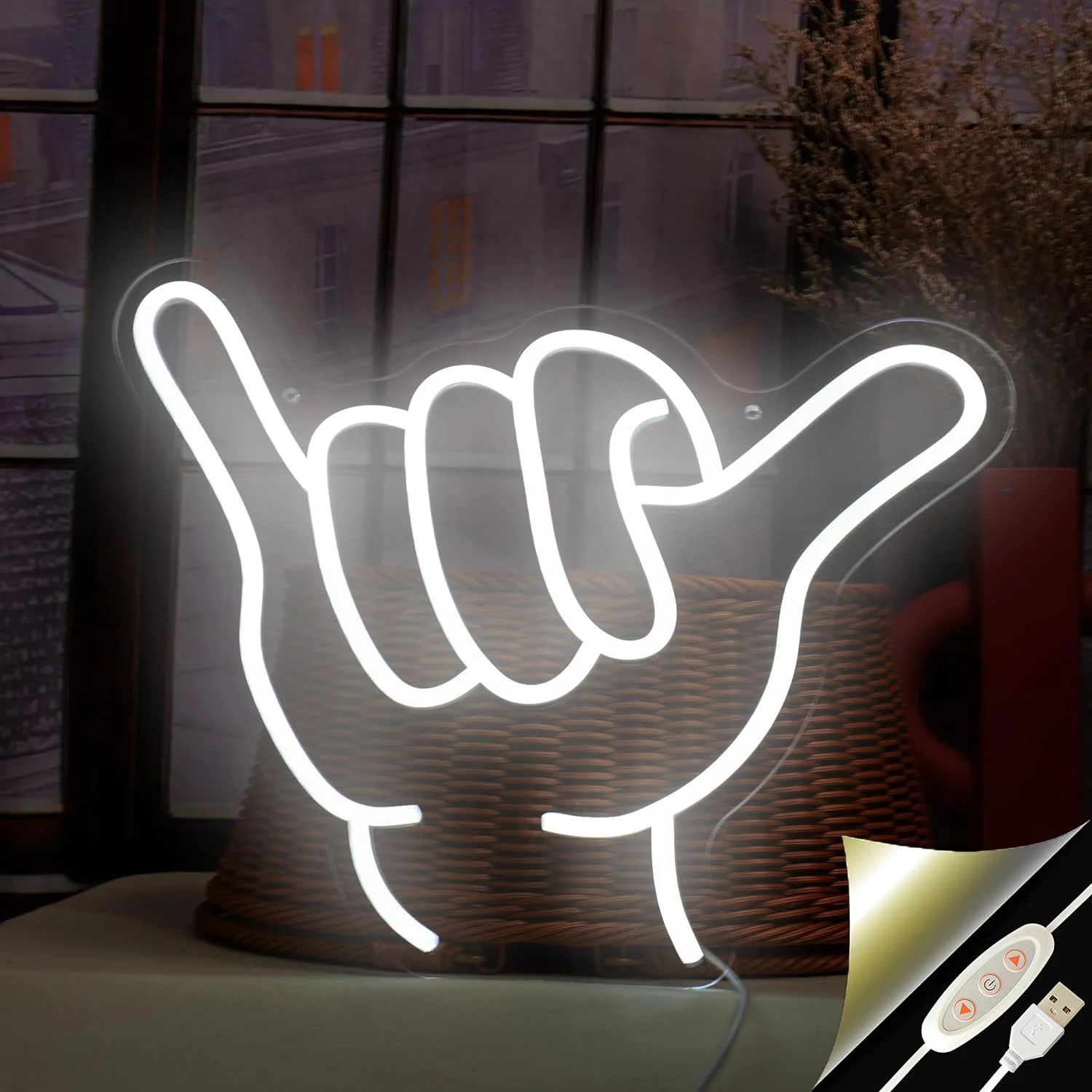 Shaka LED lights for wall decoration, suitable for homes, bedrooms, restaurants, retail stores, bars and parties
Shaka LED lights for wall decoration, suitable for homes, bedrooms, restaurants, retail stores, bars and parties