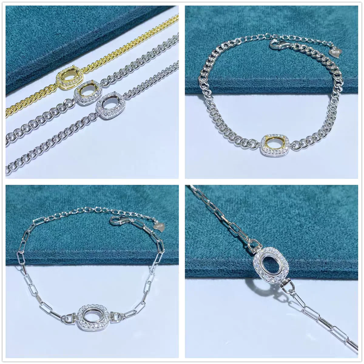MeiBaPJ 5*7 Elliptic Stone 925 Sterling Silver Fashion Bracelet Holder DIY Hand Chain Empty Support for Women Fine Charm Jewelry
MeiBaPJ 5*7 Elliptic Stone 925 Sterling Silver Fashion Bracelet Holder DIY Hand Chain Empty Support for Women Fine Charm Jewelry