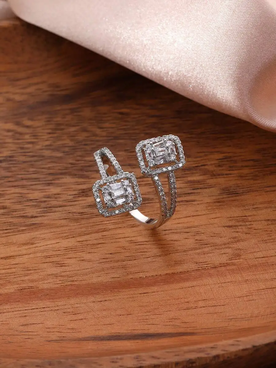 Cubic Zirconia Double Square Cuff Ring For Women
Cubic Zirconia Double Square Cuff Ring For Women
