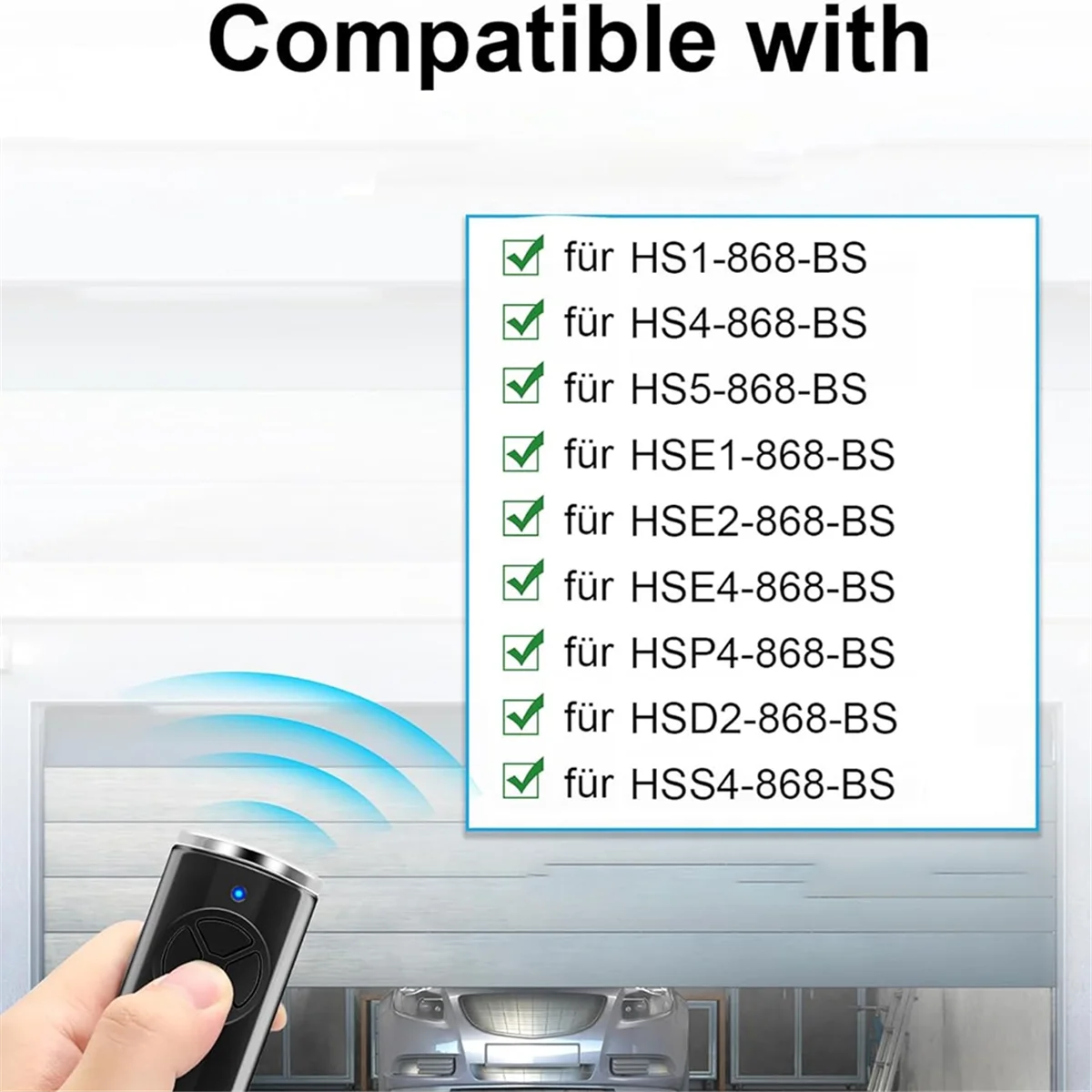 B60A868MHz Garage Opener Remote Control, 3 Pieces for Hormann Handheld Transmitter HSE2-868-BS, HSE-4-868-BS
B60A868MHz Garage Opener Remote Control, 3 Pieces for Hormann Handheld Transmitter HSE2-868-BS, HSE-4-868-BS