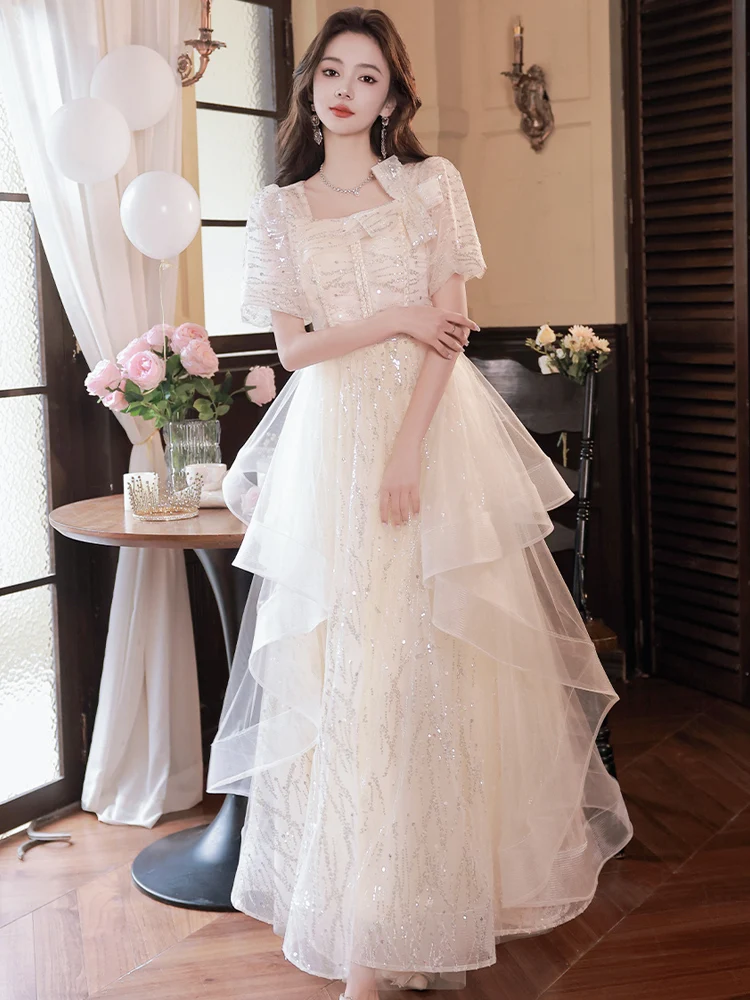 Champagne Long Evening Gown Women's Luxury Slimming Fairy T Skirt Korean Sle Lace ort Sve mid Waist Zipper Ba
Champagne Long Evening Gown Women's Luxury Slimming Fairy T Skirt Korean Sle Lace ort Sve mid Waist Zipper Ba