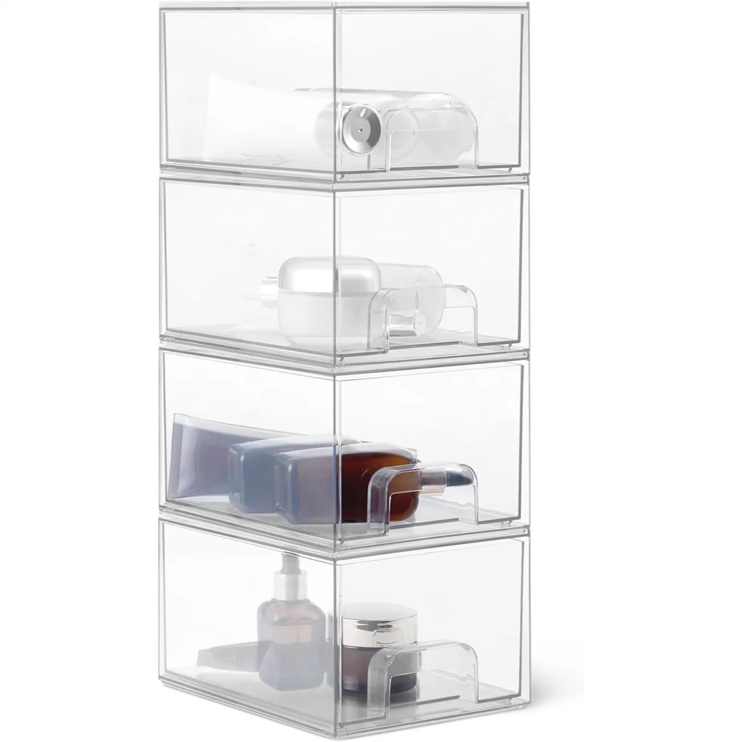 Stackable Plastic Storage Drawers for Makeup Organization, Clear 4-Pack, 7.5x6x4.5 Inches
Stackable Plastic Storage Drawers for Makeup Organization, Clear 4-Pack, 7.5x6x4.5 Inches
