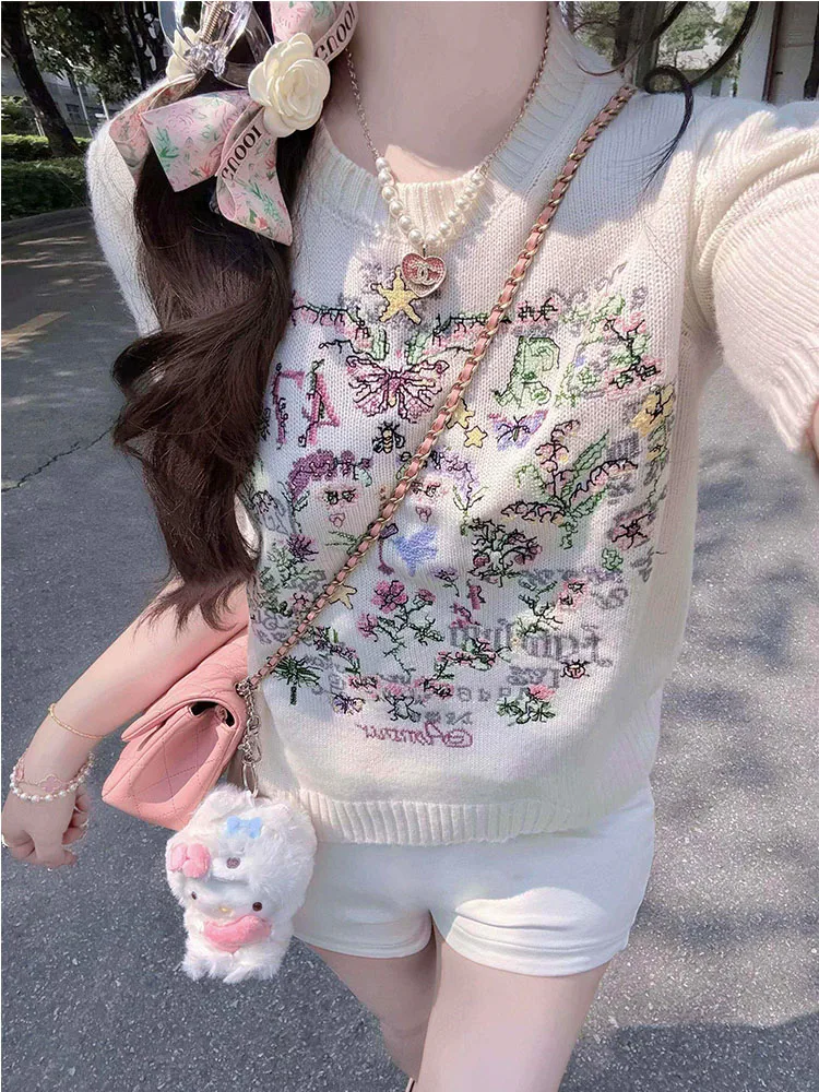 Lucky Star Heavy Industry Floral Print Short Sleeve Knitted Top Women's round Neck Premium Feeling Spring Day Fairy Little Top
Lucky Star Heavy Industry Floral Print Short Sleeve Knitted Top Women's round Neck Premium Feeling Spring Day Fairy Little Top