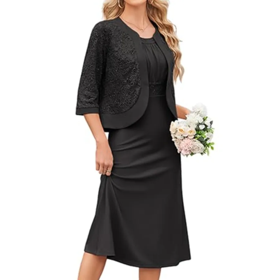 GRACE KARIN Women's Formal Wedding Guest Dress, 2 Pcs Mother of The Bride Dresses, Tea Party Sequin Dress with Jacket
GRACE KARIN Women's Formal Wedding Guest Dress, 2 Pcs Mother of The Bride Dresses, Tea Party Sequin Dress with Jacket