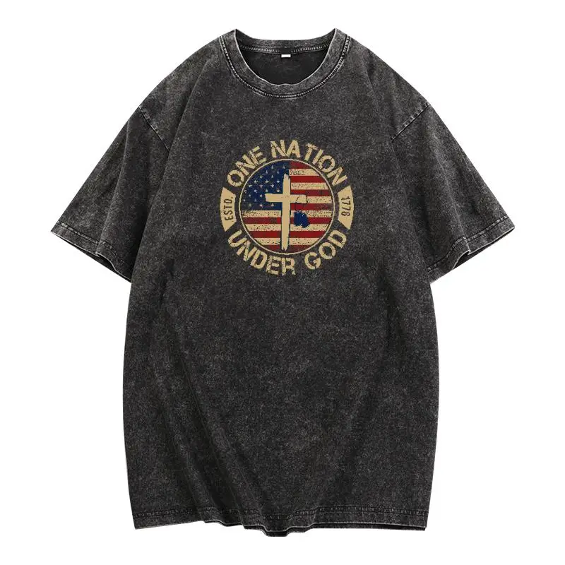 One Nation Under God Graphic T-Shirt Men’s Christian Patriotic Cotton Tee for 4th of July or Memorial Day
One Nation Under God Graphic T-Shirt Men’s Christian Patriotic Cotton Tee for 4th of July or Memorial Day