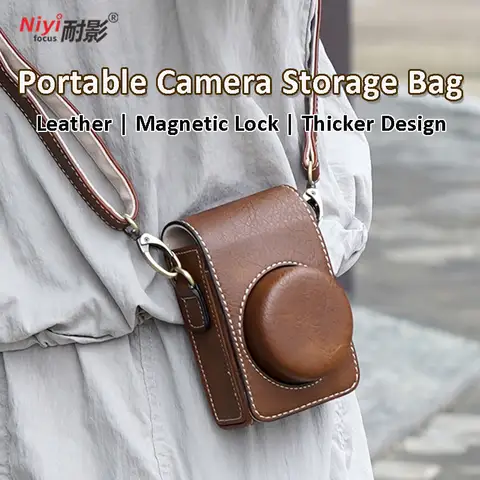 Funda de cuero para cámara de búfalo, funda para Canon SX730 G7X Mark II Sony ZV-1II ZV1F ZV1 Lumix LX10 LX15 LX9 GR 2 3 Nikon S6000