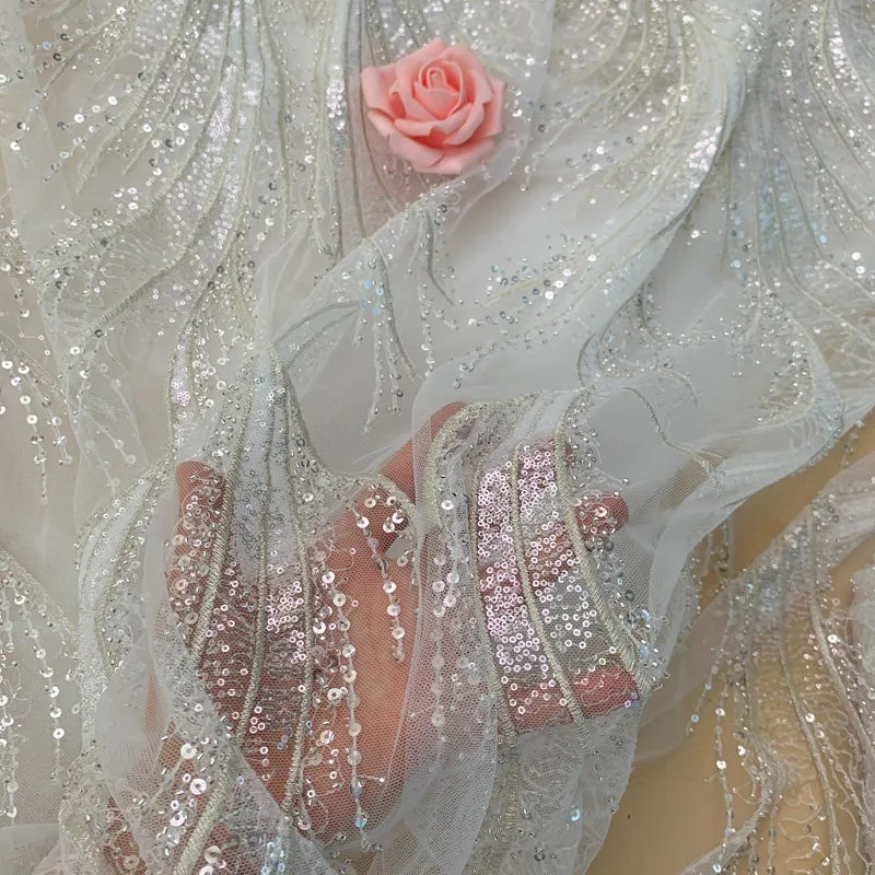 New Exquisite Nail Bead Sequin Embroidery Lace Fabric Handmade High-end Clothing Wedding Evening Dress Decoration Accessories
New Exquisite Nail Bead Sequin Embroidery Lace Fabric Handmade High-end Clothing Wedding Evening Dress Decoration Accessories