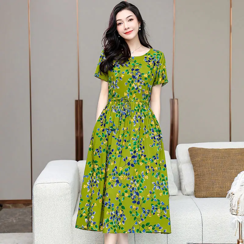 2024 New Women Summer Fashion Middle-aged Mother Dresses Female O-neck A-line Dress Ladies Long Printed Casual Vestidos N177
2024 New Women Summer Fashion Middle-aged Mother Dresses Female O-neck A-line Dress Ladies Long Printed Casual Vestidos N177
