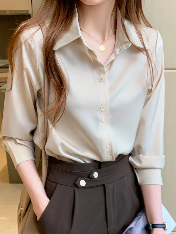 Silk Acetate Women's irt Hang Sensation Commute irt Straight Tube Long Sve Button Pure Color Busin Casual Sle
Silk Acetate Women's irt Hang Sensation Commute irt Straight Tube Long Sve Button Pure Color Busin Casual Sle