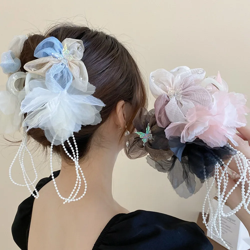 New Super Fairy Princess Hair Clip Tassel Flower Pearls Grasping Clip Gradient Color Acrylic Crab Hair Clips Hair Accessories
New Super Fairy Princess Hair Clip Tassel Flower Pearls Grasping Clip Gradient Color Acrylic Crab Hair Clips Hair Accessories