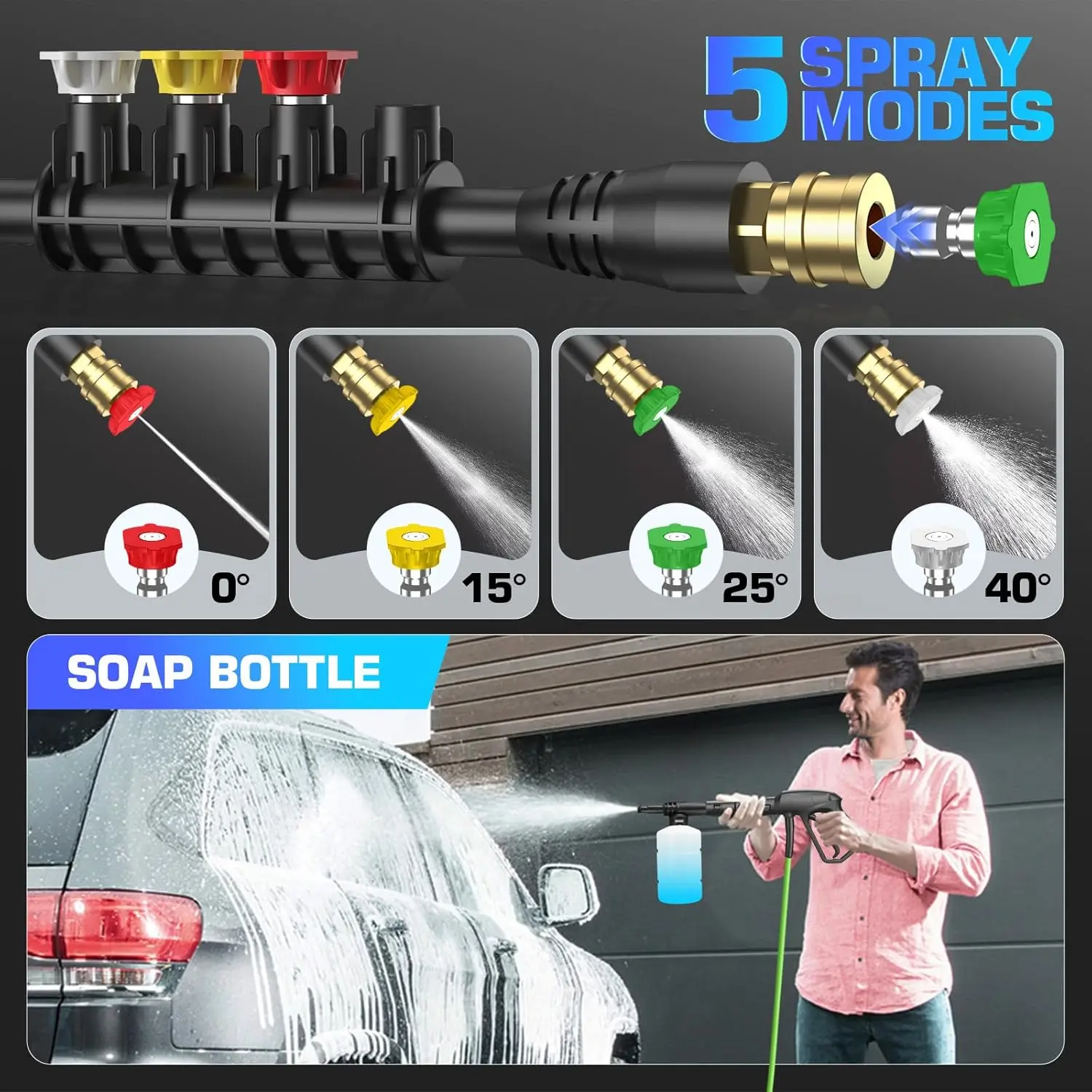 4800PSI Electric Pressure Washer- 3.8GPM High Power Washer with 33FT Hose Reel, 4 Spray Tips and Soap Bottle for Car Washing, Fe
4800PSI Electric Pressure Washer- 3.8GPM High Power Washer with 33FT Hose Reel, 4 Spray Tips and Soap Bottle for Car Washing, Fe