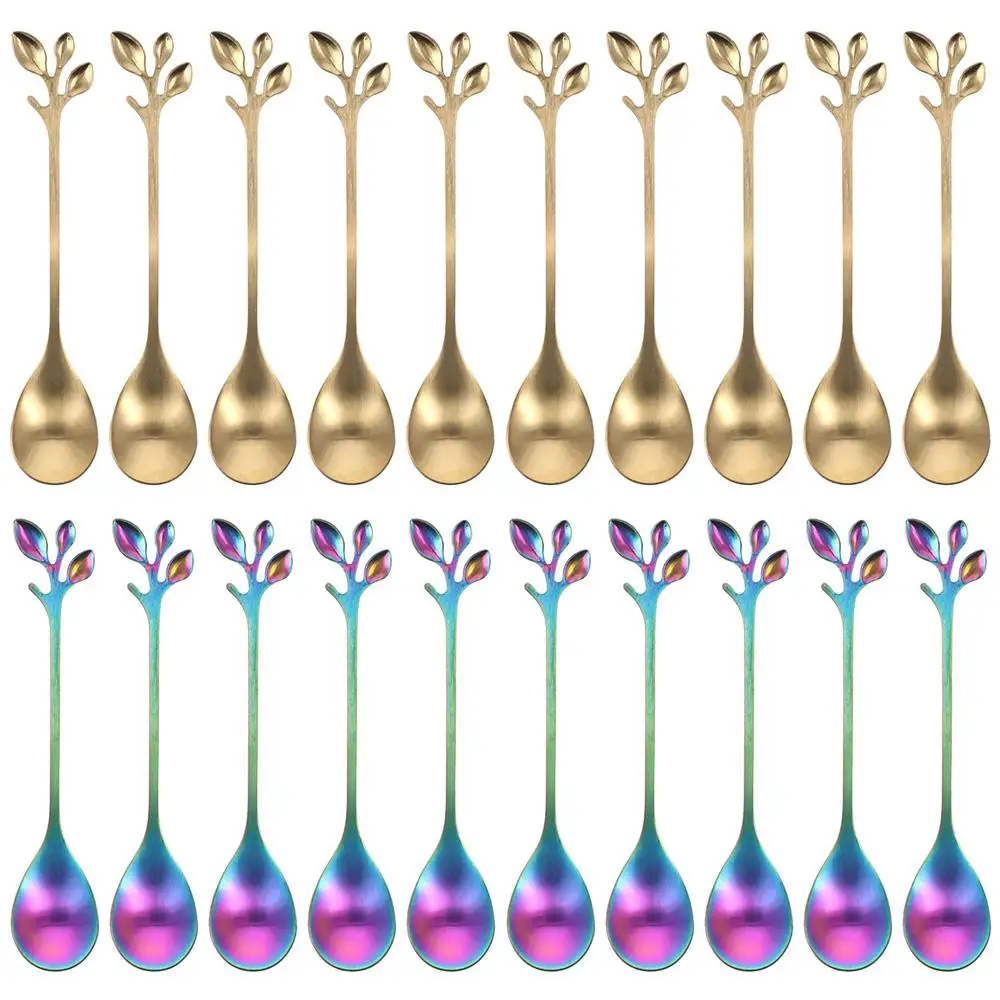 20 Pcs Stainless Steel Leaf Coffee Spoons Leaf Shape 4.7 inch Leaf Spoon Gold,Rainbow Mini Dessert Spoons
20 Pcs Stainless Steel Leaf Coffee Spoons Leaf Shape 4.7 inch Leaf Spoon Gold,Rainbow Mini Dessert Spoons