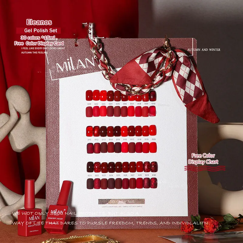 Eleanos 30pcs Fall Winter Red Gel Nail Polish Set With Leather Color Card Christmas Gift 15ml Chocolate Brown UV Gel Manicure
Eleanos 30pcs Fall Winter Red Gel Nail Polish Set With Leather Color Card Christmas Gift 15ml Chocolate Brown UV Gel Manicure