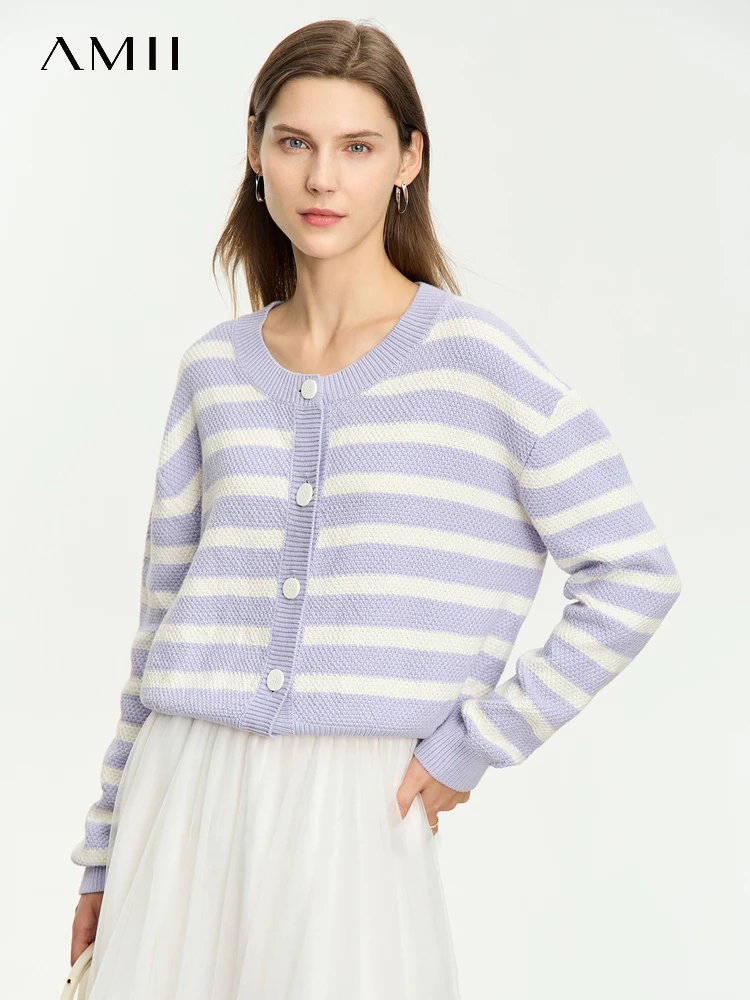AMII минимализм 2025 кардиган для женщин, осенние новые топы с длинными рукавами, свободные полосатые вязаные контрастные женские пальто с круглым вырезом 12343191
AMII минимализм 2025 кардиган для женщин, осенние новые топы с длинными рукавами, свободные полосатые вязаные контрастные женские пальто с круглым вырезом 12343191