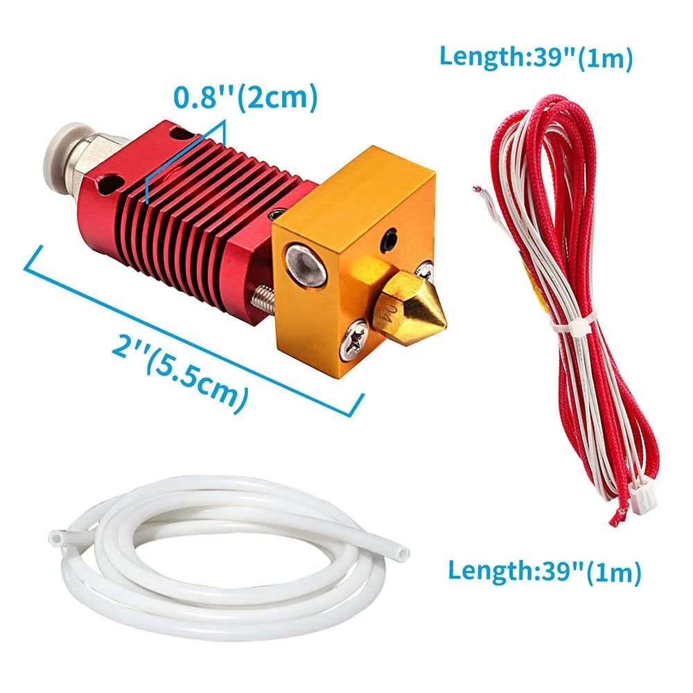 Собранный комплект Hotend для Creality Ender 3, алюминиевый экструдер MK8 Hot End, нить 1,75 мм, сопло 0,4 мм, 24 В 40 Вт
Собранный комплект Hotend для Creality Ender 3, алюминиевый экструдер MK8 Hot End, нить 1,75 мм, сопло 0,4 мм, 24 В 40 Вт