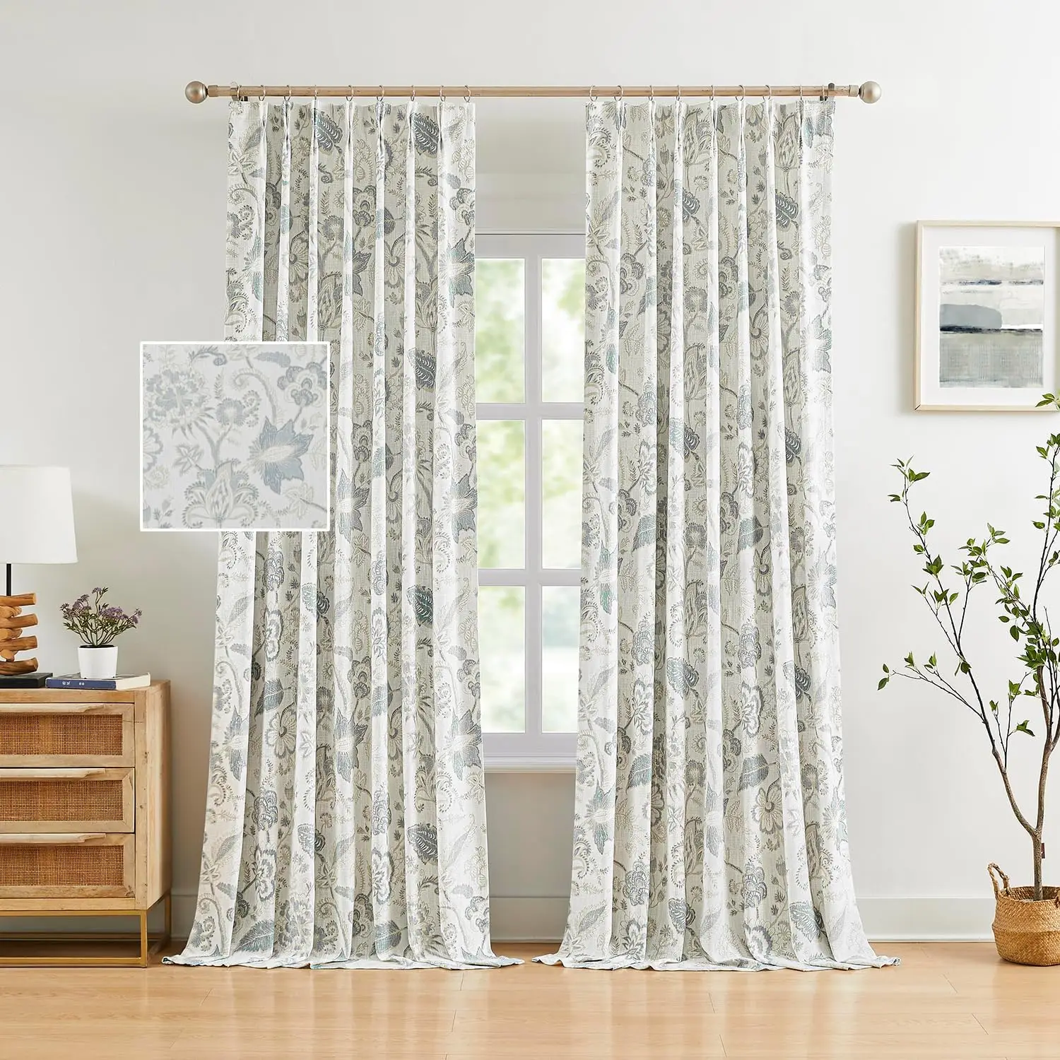 Linen Textured Botanical Blackout Curtains Blue Grey Floral Farmhouse Drapes for Living Room Bedroom Thermal Room Darken
Linen Textured Botanical Blackout Curtains Blue Grey Floral Farmhouse Drapes for Living Room Bedroom Thermal Room Darken