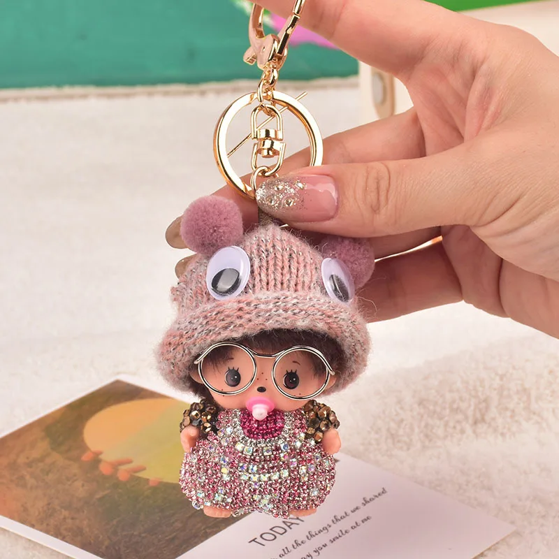Diamond-encrusted Cartoon Cute Creative Doll Monchhichi Keychain Bag Pendant Gift
Diamond-encrusted Cartoon Cute Creative Doll Monchhichi Keychain Bag Pendant Gift