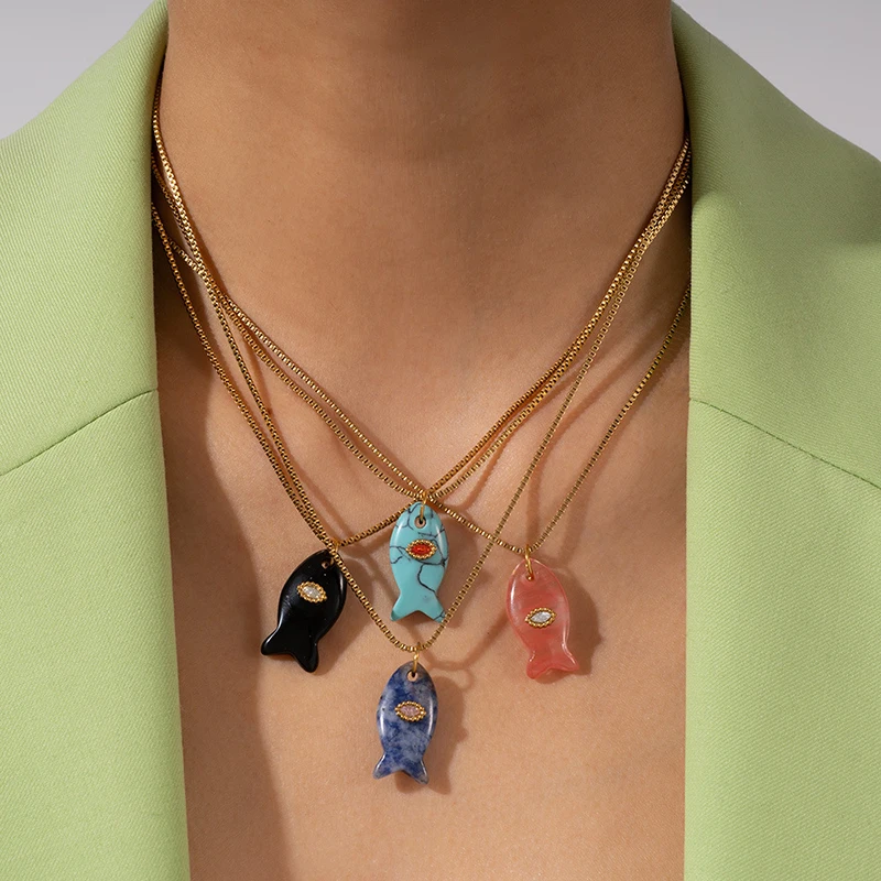 Simple Fashion Colorful Small Fish Stainless Steel Ocean Style Personalized Versatile Necklace For Women Vacation Daily Jewelry
Simple Fashion Colorful Small Fish Stainless Steel Ocean Style Personalized Versatile Necklace For Women Vacation Daily Jewelry