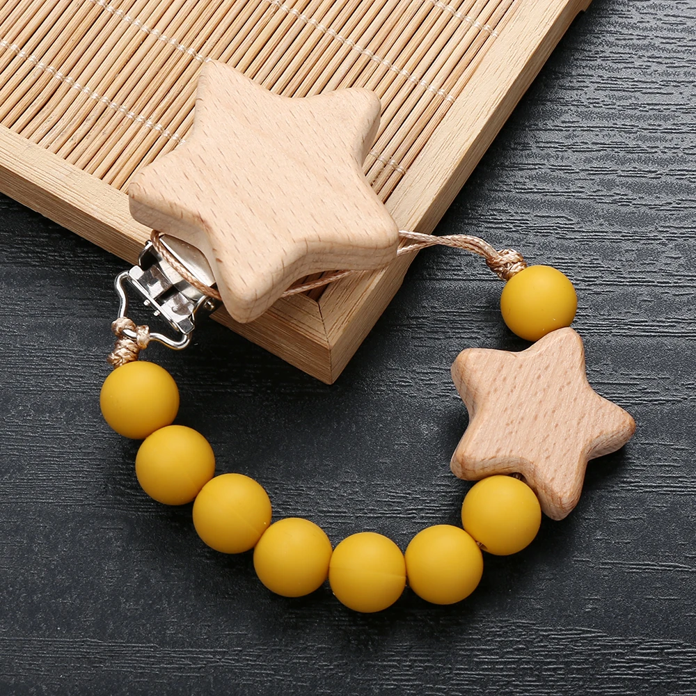 New Baby Pacifier Chain Clips Wood Pentagram Teether Silicone Round Beads Teething Chain For Care Soother Chew Toys Shower Gift
New Baby Pacifier Chain Clips Wood Pentagram Teether Silicone Round Beads Teething Chain For Care Soother Chew Toys Shower Gift