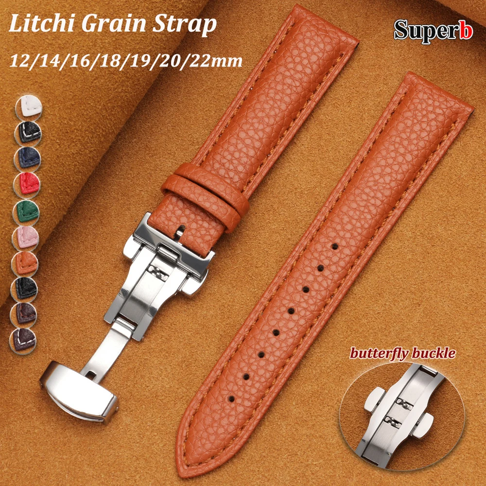 Calfskin Watchband 12/14/16/18/19/20/22mm Litchi Grain Strap Business Leather Wristwatch Band Butterfly Buckle Watch Accessories
Calfskin Watchband 12/14/16/18/19/20/22mm Litchi Grain Strap Business Leather Wristwatch Band Butterfly Buckle Watch Accessories